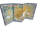 20th Century Japanese School Four Panel Painted Folding Table Screen Read