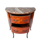 Antique 19th C French Louis Xvi Demi Lune Marquetry Walnut Inlaid Table Marble