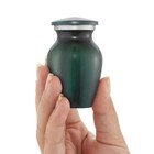 Small Mini Keepsake Cremation Urn For Human Ashes  Green With Velvet Case