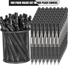Deegtran Pens Bulk  100 Pack No Bleed Black Ink Click Pens With Soft Grip  Whole