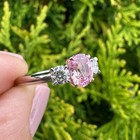 2 50ct Oval Cut Natural Pink Sapphire  diamond Solid 14k White Gold Wedding Ring