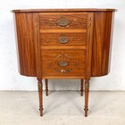 Antique American Satinwood Martha Washington Sewing Cabinet Hand Painted