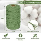 Macrame Cord 3mm X 164 Yards 3 Rolls Green Cotton Rope Twisted 4 Strands