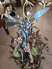 Antique vintage Italian Tole Floral Lamp Works Great   beautiful   