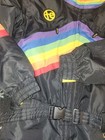 Tipsy Elves Midnight Shredder Snow Ski Suit Mens Black Rainbow Medium 
