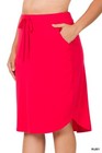 1x 2x 3x Plus Women s Elastic Waist Self Tie Tulip Hem Skirt With Side Pockets