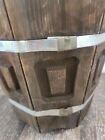 Antique Vintage Primitive Wooden Bucket  Barrel With Metal Bands 9    Planter 