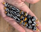 Antique Venetian Black White Stripe Zen African Trade Beads Glass Vintage Pairs
