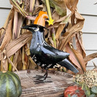 New Primitive Crow Figure Black Metal Witch Hat Fall Halloween Aged 10 5 tx12 w