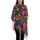 Mexican Flowers Shawls And Wraps For Women  Blanket Tassel Scarf For Evening    