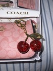Brand New Coach Pink Bag With Strap  mini Card Holder And Cherry Charm