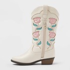 Kids  Emberly Embroidered Western Boots - Art Class Ivory 4  Mid Calf 