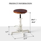 Vintage Wooden Tractor Stool Swivel Adjustable Counter Stool Antique White 4pc