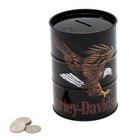 Harley-davidson Swooping Eagle Oil Barrel Tin Bank W  Removable Lid - Black