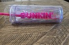 New 2025 Dunkin 24oz Insulated Tumbler Acrylic Pink With Straw Brush Cleaner  