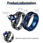 2pcs Couple Matching Ring Cz Crown Stainless Steel Engagement Anniversary Band