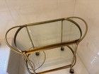Oval Shaped Two-tier Brass Italian Tea Or Bar Cart