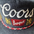 Coors Banquet Corduroy Snapback Hat Cap Navy Beer Rope Strap Vintage Style New