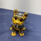 Yorkshire Terrier Yorkie Hinged Small Bejeweled Dog Trinket Dish
