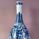 11  Old Chinese Blue White Porcelain Dragon Phoenix Beast Celestial Vase Bottle