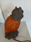 Vintage Glass Owl With Red Eyes On Resin Base Table Tv Lamp Night Light
