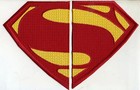7 x 10  Large 2 Pc  Embroidered Superman Man Of Steel Red   Yellow Chest Patch