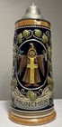 Vintage German Lidded Beer Stein Mug W   frauenturme     hofbrau Haus     munchen 