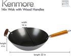 Kenmore Hammond Flat Bottom Carbon Steel Wok  14-inch  Black 