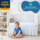 White Infrant Crib Bed Skirt Dust Ruffle With Split Corner  100  Natural Cotton