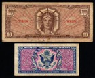  2  Military Payment Certificates-  10 Series 641     5c Series 481 -very Fine  