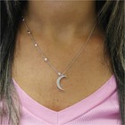 Sterling Silver Plated Moon   Star Necklace Pendant Choker 18   Romantic Gift