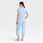 Women s Cloud Knit Short Sleeve Notch Collar Top And Cropped Pants Pajama