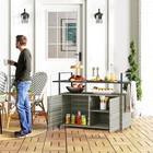 Outsunny Pe Rattan Outdoor Bar Table With 2-tier Shelf  Patio Serving Cart