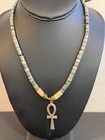 Artisan Hand-produced Beaded 18  Cross Necklace  Unmarked  Nice Weight      35
