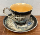 Fairyland Vintage Black Moriage Dragonware Set  6 Teacups   5 Saucers