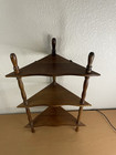 Vintage Corner Solid Wood Hanging Wall Shelf 3 Tier 8x8x19    Spindle Turned Legs