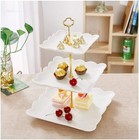 3 Tier Porcelain Cupcake Stand  Tiered Serving Cake Stand  Square White Embossed