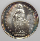 1947 Swiss Silver 1 Franc Ngc Ms66  009  fatty  Toning Gem Bu Unc Ecc c  Inc 