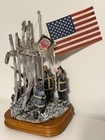 9 11 Memorabilia Firefighter Flag Statue Sculpture On Pedestal Patriotic America