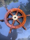 New 12  Vintage Boat Ship Steering Wheel Brass Hub Wood Wooden Decor Nautical