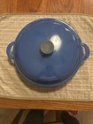Vintage Le Creuset 30 Blue Cast Iron Lidded Dutch Oven Braiser Pan 11 75   