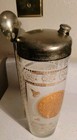 Vintage Retro Mcm Art Deco Martini Cocktail Drink Shaker W Silver Plate Spoon