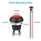 10pcs Spst 12mm Momentary Push Button Switch Waterproof 2 Pin 250v W  Pre-wired