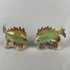 Pair Of Ceramic Tropical Fish Mid Century Lusterware Made In Japan 