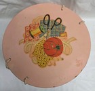 Vintage 1940s Princess Pink Wicker Round Sewing Basket Box With Rag Balls