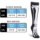 Funky Black Skeleton Bones Compression Long Knee Socks Feet Legs Cosplay Unisex