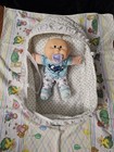 Reduced Patch Kids  Baby Moses Basket Only-  Doll Not Included  Blue Rosebuds