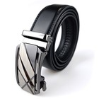 New Genuine Leather Mens Ratchet Belt Belts For Men Adjustable Automatic Buckle