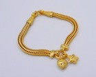 Star   Heart Dangle 23k 24k Thai Baht Yellow Gold Gp Bracelet 7  Jewelry For Her