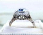 Art Deco Vintage Style 3 20 Ct Sapphire Wedding Beautiful 14k White Gold Fn Ring